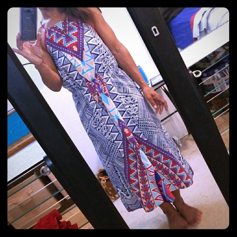 Mono B Fun Patterned Spaghetti Strapped Dress
